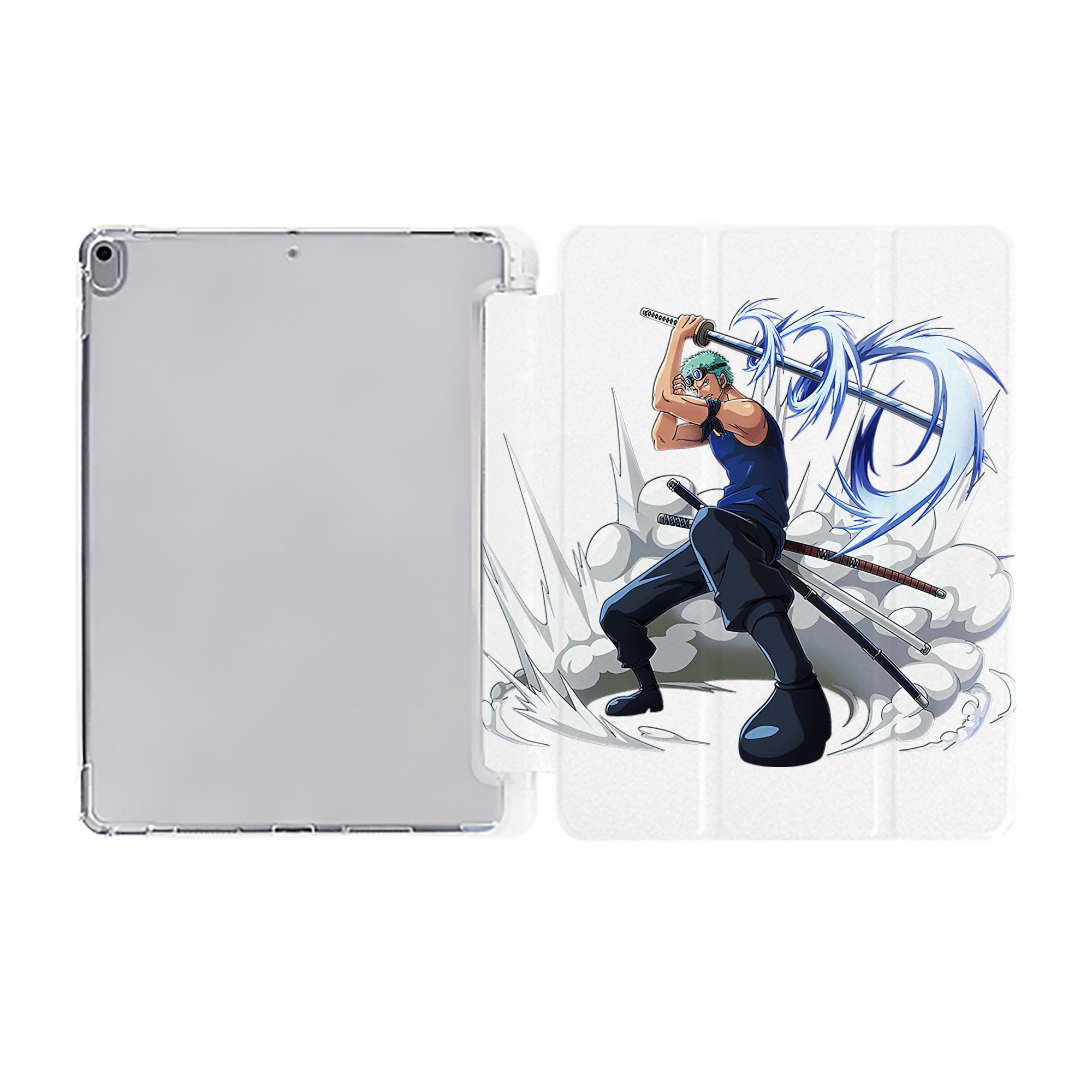 （画像用） ワンピース ロロノア・ゾロ ONE PIECE Roronoa Zoro IPad ケース ペン収納付き 三つ折りスタンド PUレザー×シリコン 対応機種9.5/10.5/10.9インチ